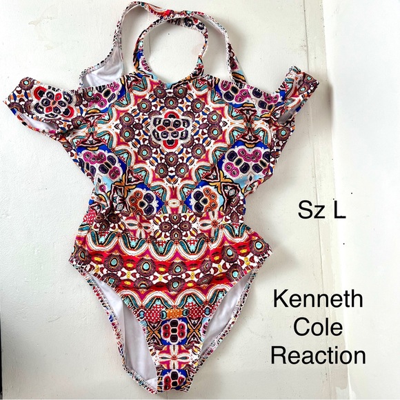 Beautiful Colors KENNETH COLE REACTION Sz L Bathing Suit - Picture 4 of 14